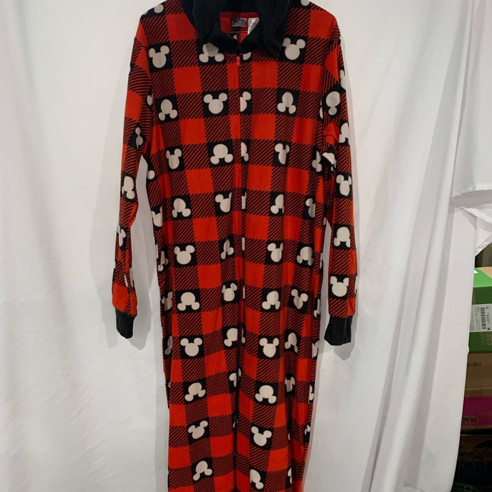Disney Red and Black Plaid Onesie with Mouse Ears